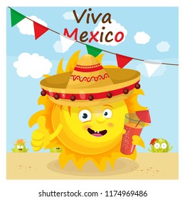 illustration about mexico with mexican hat, vector