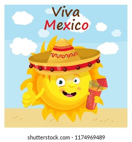 illustration about mexico with mexican hat, vector