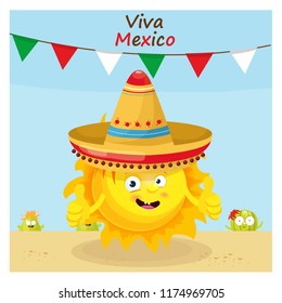 illustration about mexico with mexican hat, vector