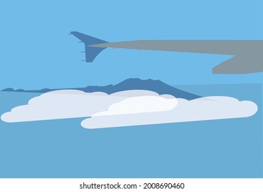 the illustration about the mountain from the plane