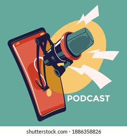 Illustration About Podcasting. Podcast Equipment