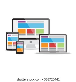 Illustration about the responsive web design in vectors. Isolated objects.