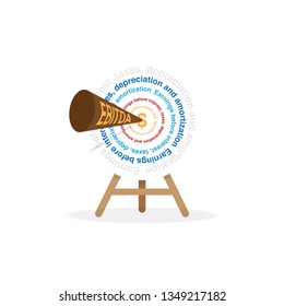 illustration about results, ebitda and target, goals and objectives.