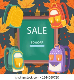 illustration about the sale with the blackboard and objects