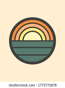 An illustration about simple sunset panorama landscape icon vector design.