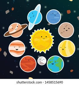 Illustration about the solar system of the universe