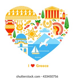 illustration about symbol Greek in flat style. Use so poster or print on T-shirt for tourism.