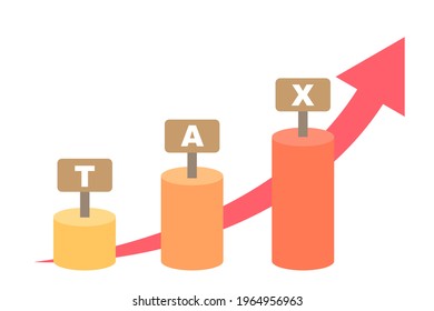 Illustration about tax increase. Bar graph and arrow. Vector illustration.