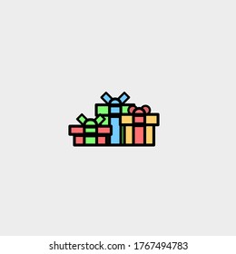 An illustration about three different presents flat icon vector design.