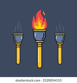 Illustration about the three torches but only one has fire.