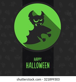 Illustration about vampire on the full moon for Halloween in style flat