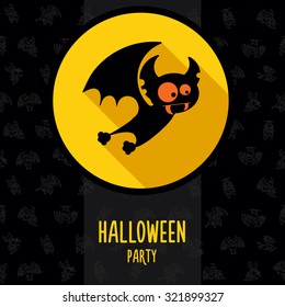 Illustration about vampire on the full moon for Halloween in style flat