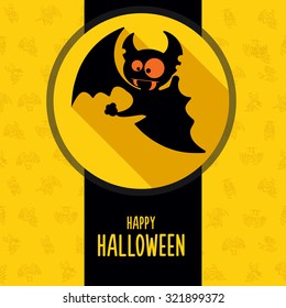 Illustration about vampire on the full moon for Halloween in style flat