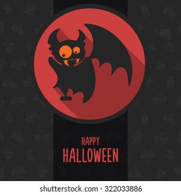 Illustration about vampire on the full moon for Halloween in style flat