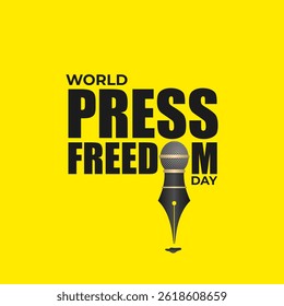 Illustration about world press freedom day and justice to journalists, pen and michophone.