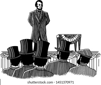 Illustration of Abraham Lincoln giving the Gettysburg Address in 1863.