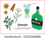 illustration of absinthe and herbs