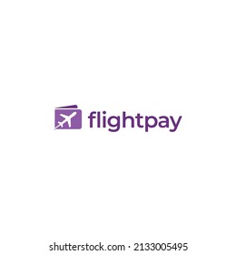Illustration Abstract Airplane Flight On Wallet Money Sign Logo Design