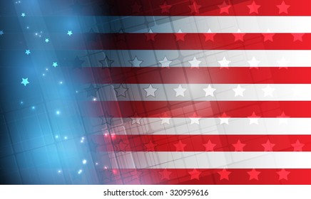 illustration of abstract American Flag for Independence Day. Shiny American national flag waving for Fourth of July