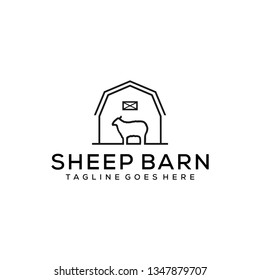 Illustration abstract animal goat in a farm warehouse barn logo design