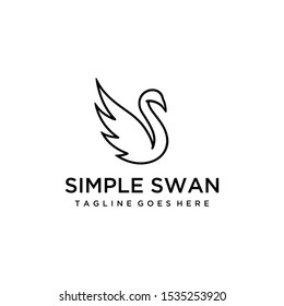 Illustration abstract animal silhouette luxury swan bird logo design template