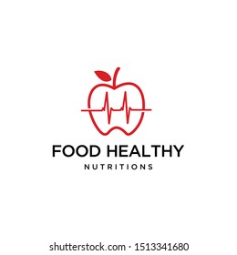 Illustration of abstract apple with a heartbeat graphic logo design