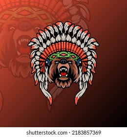 Illustration abstract art Apache mascot logo esport design