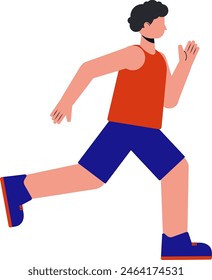 Illustration of abstract athlete running in a tank top and shorts. Running athlete flat design illustration.