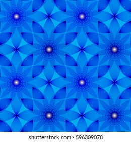 Illustration abstract background of blue flowers made up of simple shapes. Vector