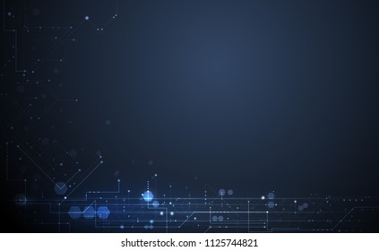 Illustration abstract background, circuit board or motherboard. Vector design for abstract technology, communication, futuristic. Hi tech digital concept on dark blue background