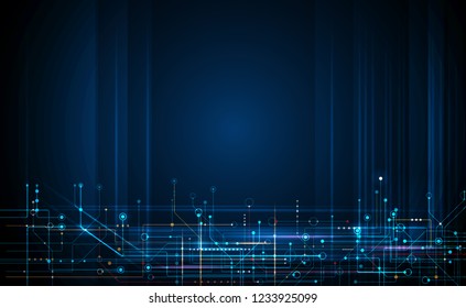 Illustration abstract background, circuit board or motherboard. Vector design for abstract technology, communication, futuristic. Hi tech digital concept on dark blue background
