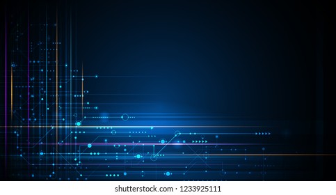 Illustration abstract background, circuit board or motherboard. Vector design for abstract technology, communication, futuristic. Hi tech digital concept on dark blue background