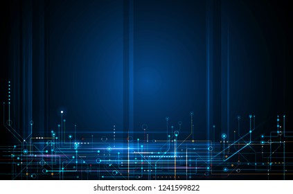 Illustration abstract background, circuit board or motherboard. Vector design for abstract technology, communication, futuristic. Hi tech digital concept on dark blue background