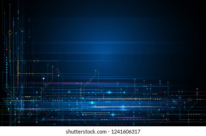 Illustration abstract background, circuit board or motherboard. Vector design for abstract technology, communication, futuristic. Hi tech digital concept on dark blue background