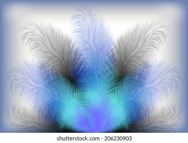 Illustration of abstract background with colorful feathers 