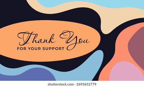 ILLUSTRATION ABSTRACT BACKGROUND FLAT COLOR WITH TEXT THANK YOU. TEMPLATE CARD, GREETING CARD DESIGN VECTOR
