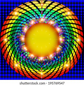 illustration abstract background with frame round rays spectrum