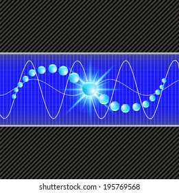 illustration abstract background with glass balls on a sinusoid