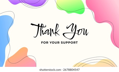 ILLUSTRATION ABSTRACT BACKGROUND GRADIENT COLOR WITH TEXT THANK YOU. TEMPLATE CARD, GREETING CARD DESIGN VECTOR