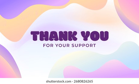 ILLUSTRATION ABSTRACT BACKGROUND GRADIENT COLOR WITH TEXT THANK YOU. TEMPLATE CARD, GREETING CARD DESIGN VECTOR