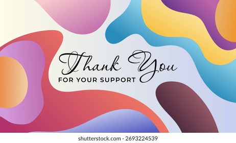 ILLUSTRATION ABSTRACT BACKGROUND GRADIENT COLOR WITH TEXT THANK YOU. TEMPLATE CARD, GREETING CARD DESIGN VECTOR