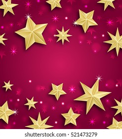 Illustration Abstract Background Made of Golden Stars. Copy Space for Your Text - Vector