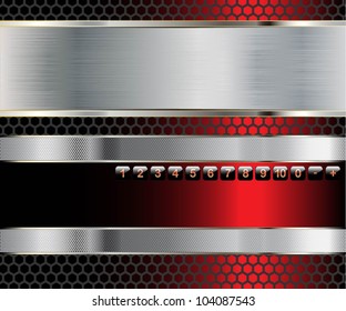 Illustration of abstract background with a metallic element. Vector.