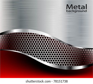 Illustration of abstract background with a metallic element. Vector.