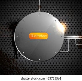 Illustration of abstract background with a metallic element. Vector eps 10.