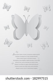 Illustration of abstract background with paper cutout butterflies