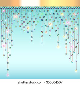 illustration abstract background with pendants with stones and light effects