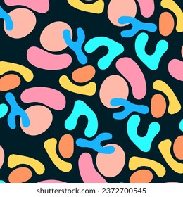 ILUSTRACIÓN ABSTRACTO FONDO INSEAMABLE DOODLE BLOB FORMAS TEXTURA PATRÓN DISEÑO DE PLANTILLAS COLORIDAS
