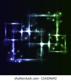 Illustration abstract background, set square bubbles with light effects - vector