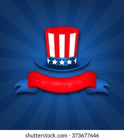 Illustration Abstract Background with Uncle Sam's Hat and Ribbon for National Holidays of USA - Vector